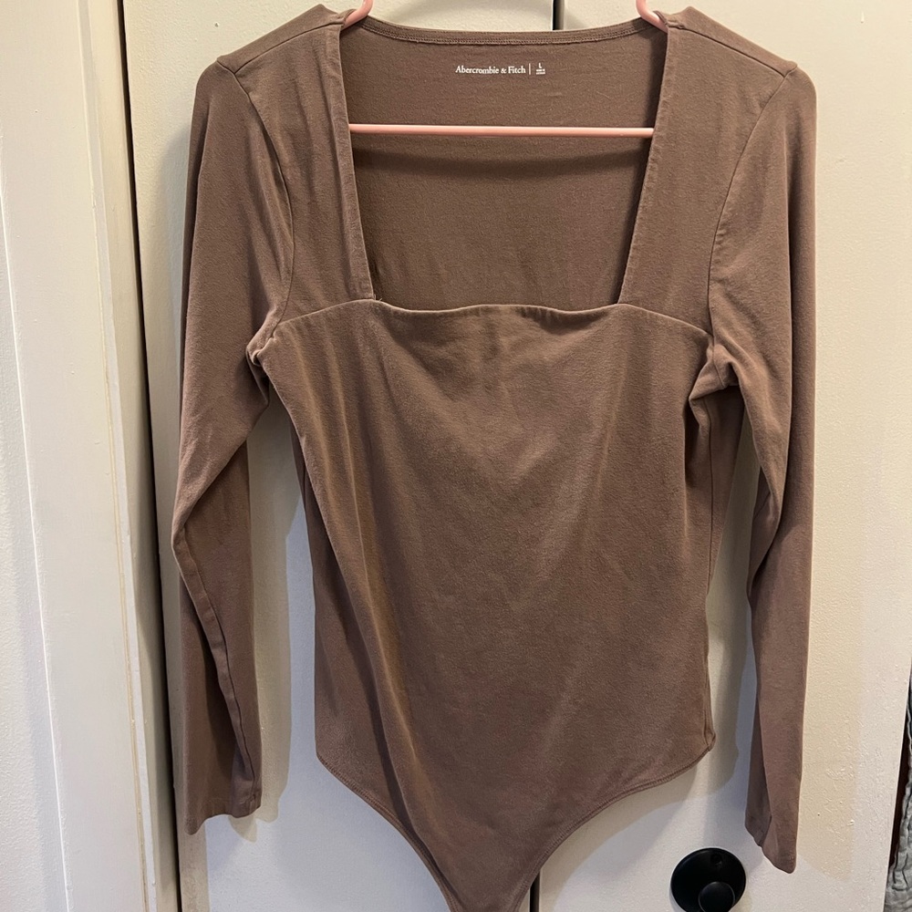 Abercrombie & Fitch Brown Asymmetrical Long Sleeve Bodysuit
